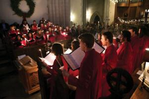 The trinity chapel choir singing during a christmas service